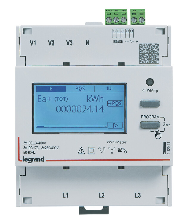 Legrand Трехфазный счётчик EMDX³ - трансформаторного включения - 4 модуля - выход RS 485. (412041) превью в интернет-магазине электрики Форум Электро в Москве