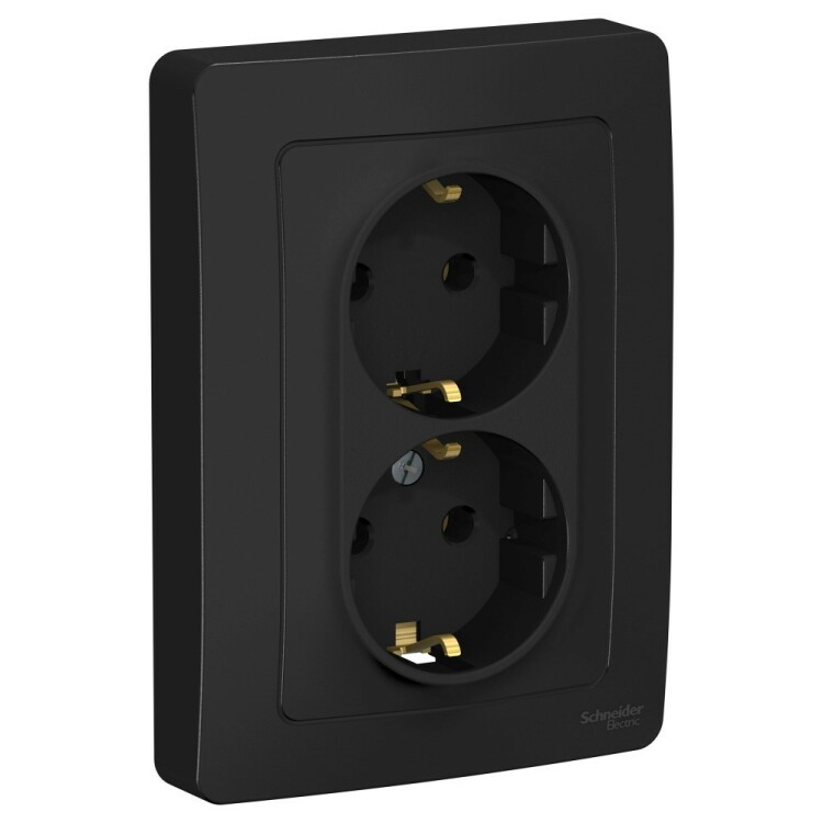 Картинка Systeme Electric Blanca внутр Антрацит Розетка 2-ая с/з без шторок, 16А, 250В (BLNRS001026) в интернет-магазине Форум Электро в Москве