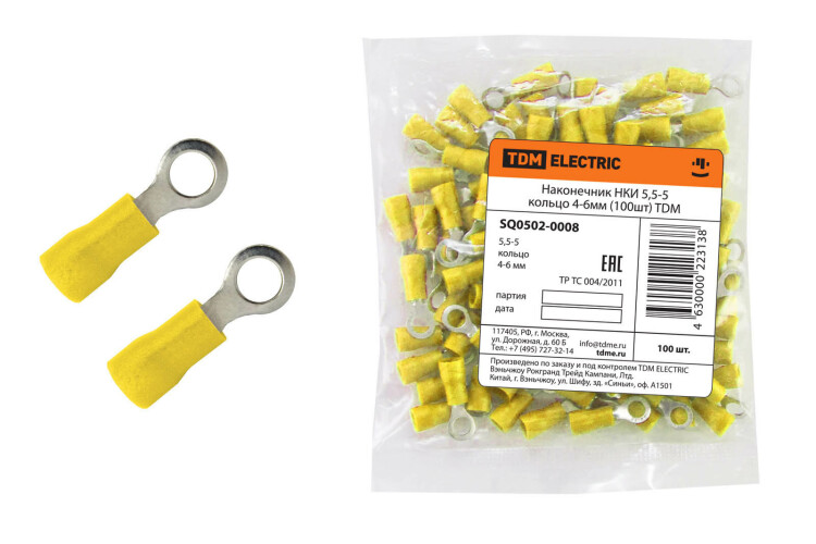 TDM Наконечник НКИ 5,5-5 кольцо 4-6мм (100шт) (=this.property.MANUFACTURERCODE}) фото в интернет-магазине Форум Электро в Москве