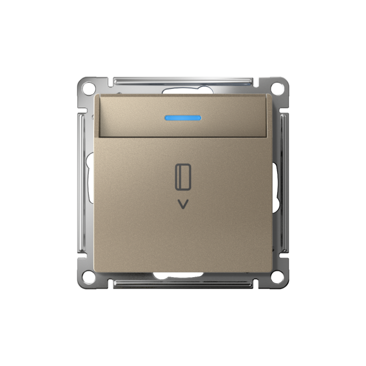 Картинка Systeme Electric AtlasDesign Шампань Выключатель карточный с подсветкой, 10А, без задержки отключения, механизм (ATN000514) в интернет-магазине Форум Электро в Москве