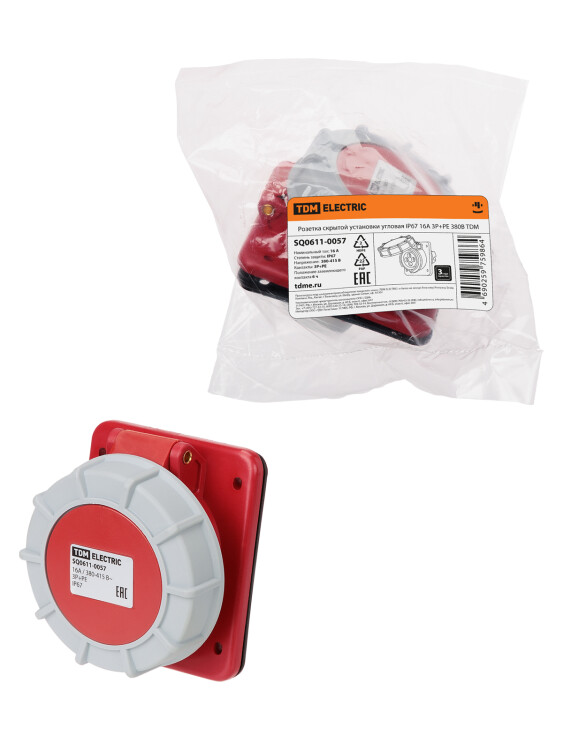 TDM Розетка скрытой установки угловая IP67 16А 3Р+РЕ 380В (SQ0611-0057) превью в интернет-магазине электрики Форум Электро в Москве