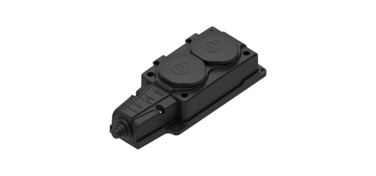 Картинка Systeme Electric MultiSet Черная Колодка 2х розетка 2К+З каучуковая 16А/250В IP44 (MST4102BK) в интернет-магазине Форум Электро в Москве