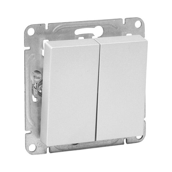 Картинка EKF Эпика Механизм выключателя, двухклавишный, проходной, алюминий. (UP1-SWA-21) в интернет-магазине Форум Электро в Москве