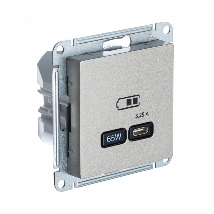 Картинка Systeme Electric AtlasDesign Шампань USB Розетка тип-C 65W высокоскор.заряд. QC, PD, мех. (ATN000527) в интернет-магазине Форум Электро в Москве