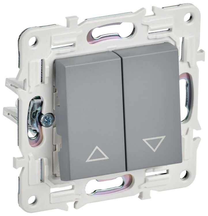 Картинка IEK SKANDY Серый Выключатель жалюзи 10А SK-V12Gr (SK-V15-0-10-K03) в интернет-магазине Форум Электро в Москве