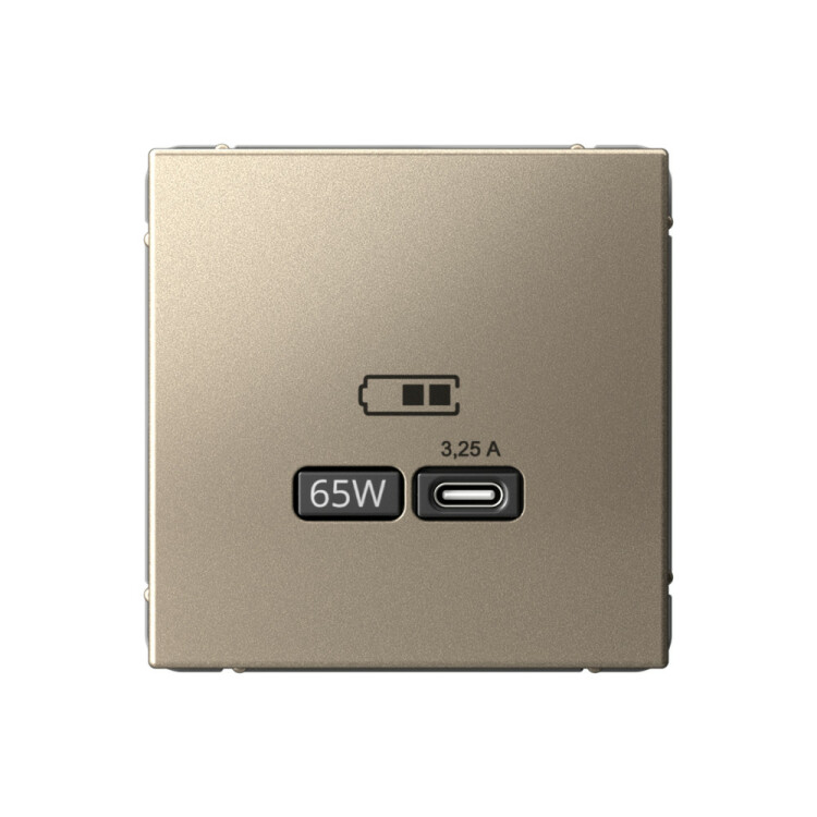 Картинка ARTGALLERY USB РОЗЕТКА тип-С 65Вт высокоскор.заряд. QC, PD, механизм, ШАМПАНЬ (GAL000527) в интернет-магазине Форум Электро в Москве
