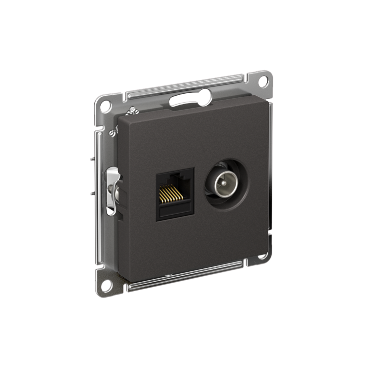 Systeme Electric AtlasDesign Базальт Розетка двойная ТВ + компьютерная RJ45, кат. 5Е (ATN001489) превью в интернет-магазине электрики Форум Электро в Москве
