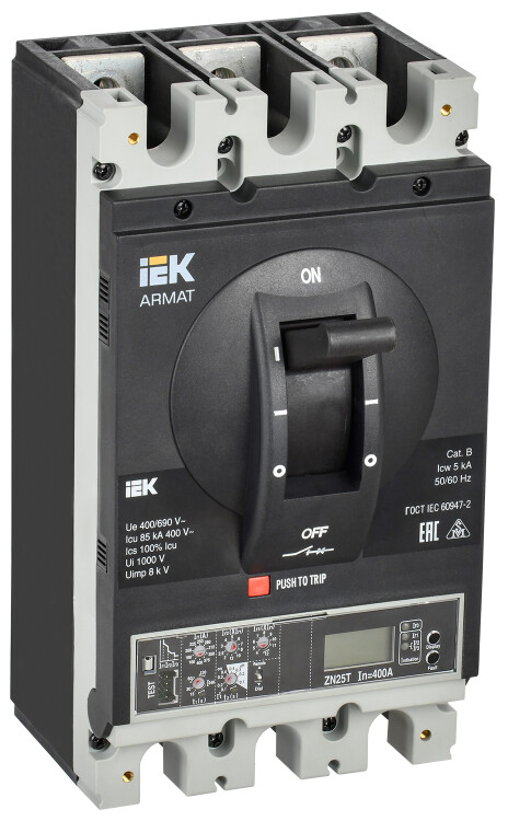 IEK ARMAT Автоматический выключатель в литом корпусе 3P I 85кА 630А эл. пр. (AR-MCCB-3I-085-0630A-ELPC) превью в интернет-магазине электрики Форум Электро в Москве