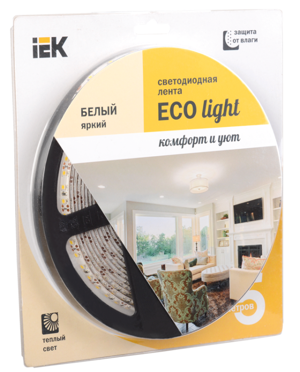 Лента LED 5м  блистер LSR-3528WW120-9.6-IP65-12V теплый белый цвет IEK-eco (LSR1-1-120-65-1-05) превью в интернет-магазине электрики Форум Электро в Москве