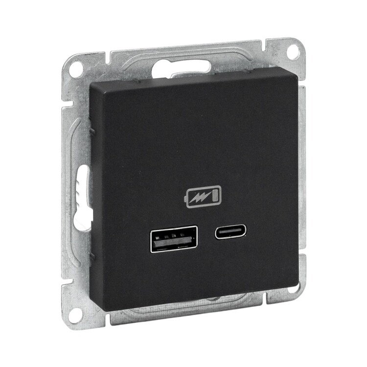Картинка EKF Механизм розетки USB-A+С, чёрный Эпика (UP1-SOB-USBA+USBC) в интернет-магазине Форум Электро в Москве