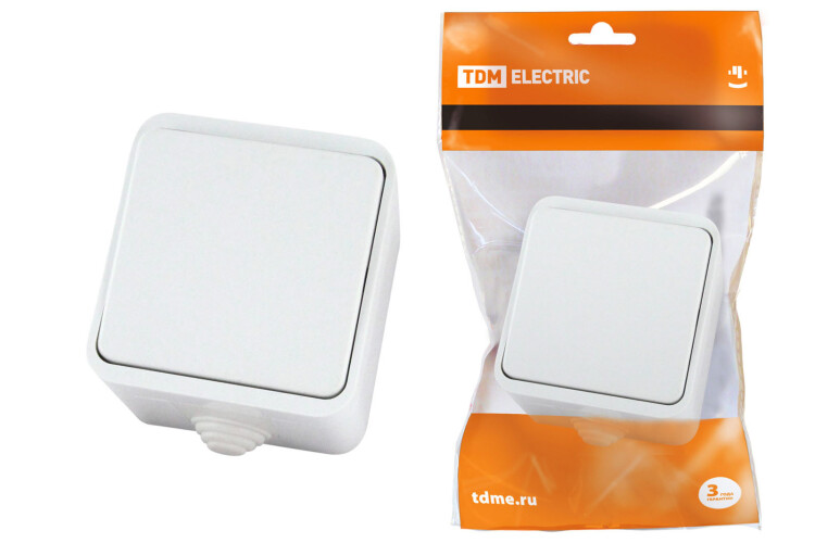 Картинка TDM Выключатель 1-кл. ОУ IP44 10А белый "Орель" (SQ1802-0001) в интернет-магазине Форум Электро в Москве