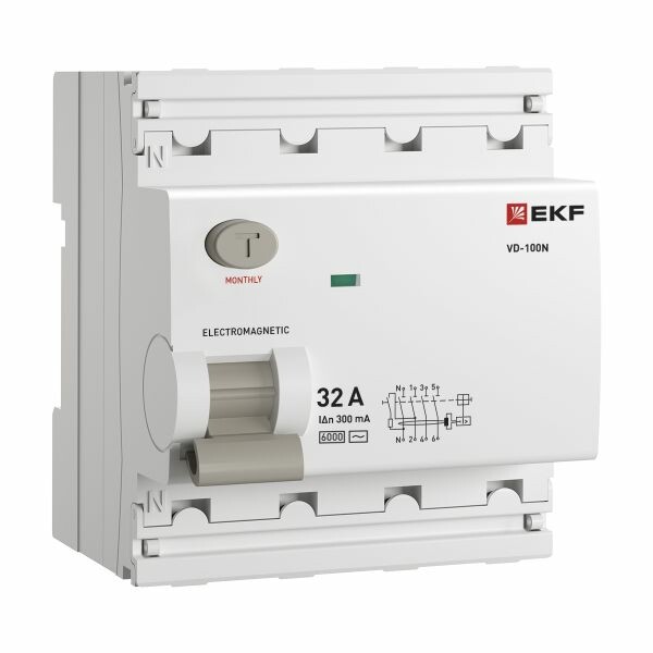 EKF PROxima Выключатель дифференциального тока ВД-100N 4P 32А 300мА AC эл-мех 6кА (E1046M32300) превью в интернет-магазине электрики Форум Электро в Москве EKF PROxima Выключатель дифференциального тока ВД-100N 4P 32А 300мА AC эл-мех 6кА (E1046M32300) превью в интернет-магазине электрики Форум Электро в Москве