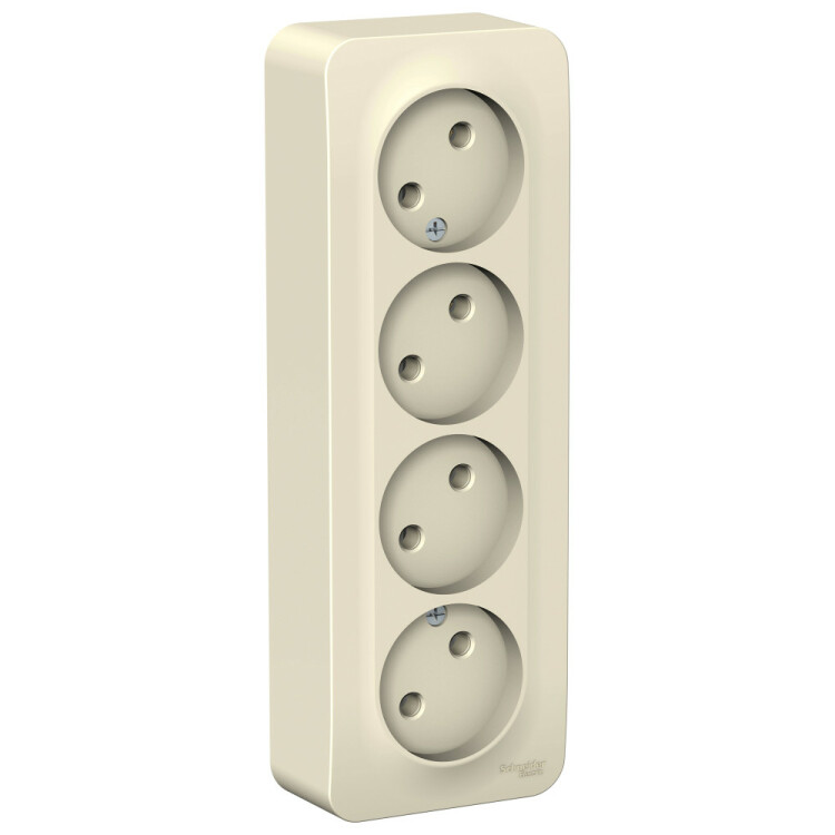 Картинка Systeme Electric Blanca наруж Молочная Розетка 4-ая б/з без шторок 16А, 250В, изолир. пластина (BLNRA000412) в интернет-магазине Форум Электро в Москве