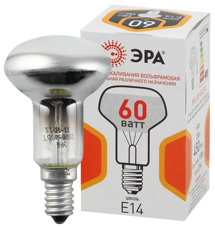 ЭРА Лампочка R50 60Вт Е14 / E14 230В рефлектор