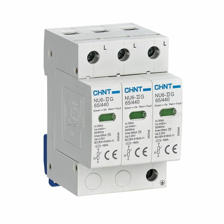 CHINT Ограничитель имп. перенапр. NU6-IIG 3Р In=15kA Uc=440B Im=40kA (R) (252542) превью в интернет-магазине электрики Форум Электро в Москве CHINT Ограничитель имп. перенапр. NU6-IIG 3Р In=15kA Uc=440B Im=40kA (R) (252542) превью в интернет-магазине электрики Форум Электро в Москве
