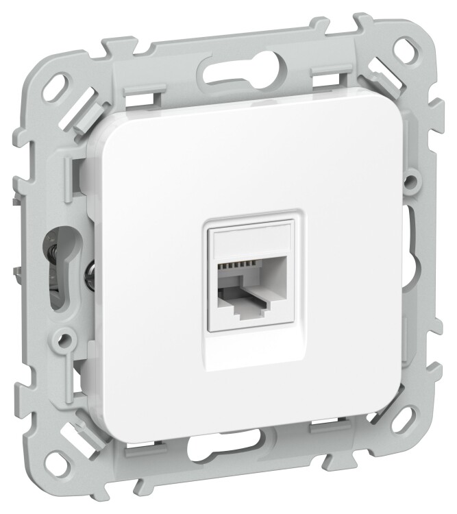 Картинка IEK FLITE Белый Розетка телефонная RJ11 категория 3 (FI-T10-K01) в интернет-магазине Форум Электро в Москве