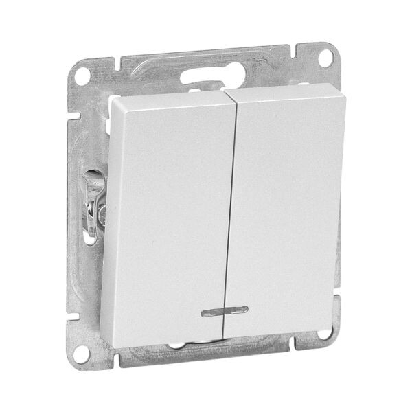 Картинка EKF Эпика Механизм выключателя, двухклавишный, с подсветкой, алюминий. (UP1-SWA-24) в интернет-магазине Форум Электро в Москве