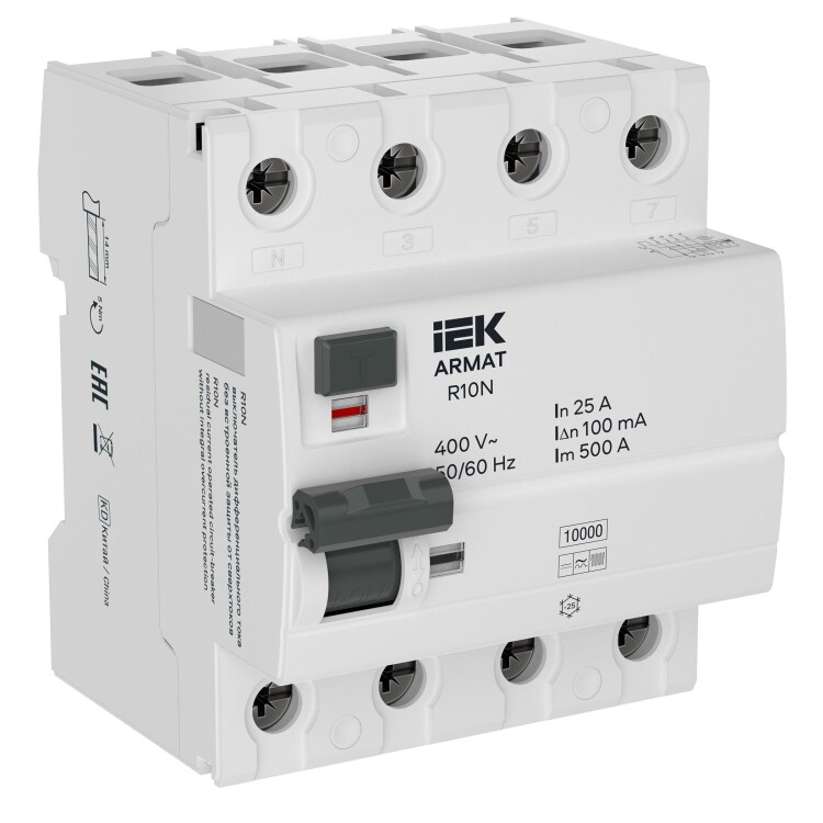 ARMAT ВДТ R10N 4P 25А 100мА тип B IEK (AR-R10N-4-025B100) превью в интернет-магазине электрики Форум Электро в Москве