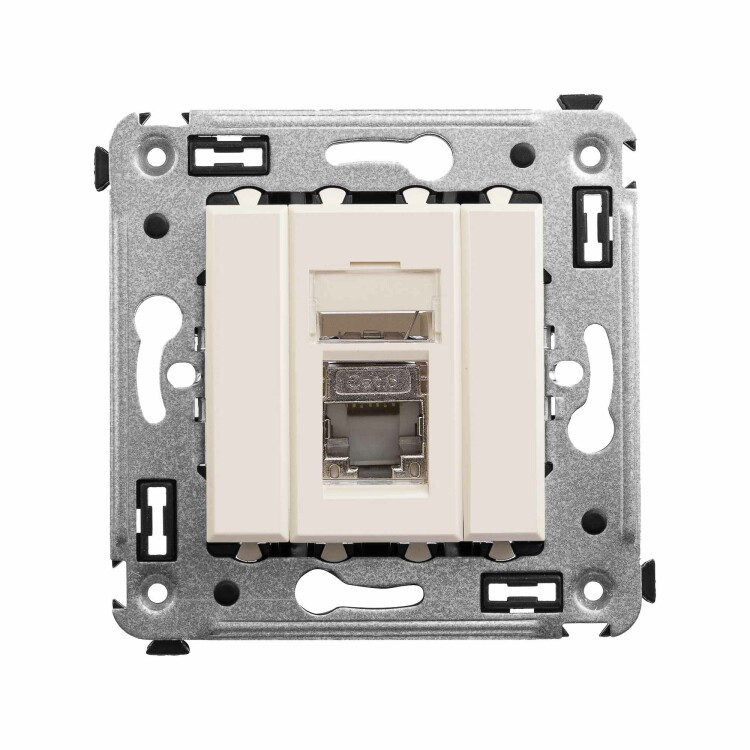 Картинка Компьютерная розетка RJ-45 в стену, кат.6 одинарная экранированная, "Avanti","Ванильная дымка" (4405393) в интернет-магазине Форум Электро в Москве