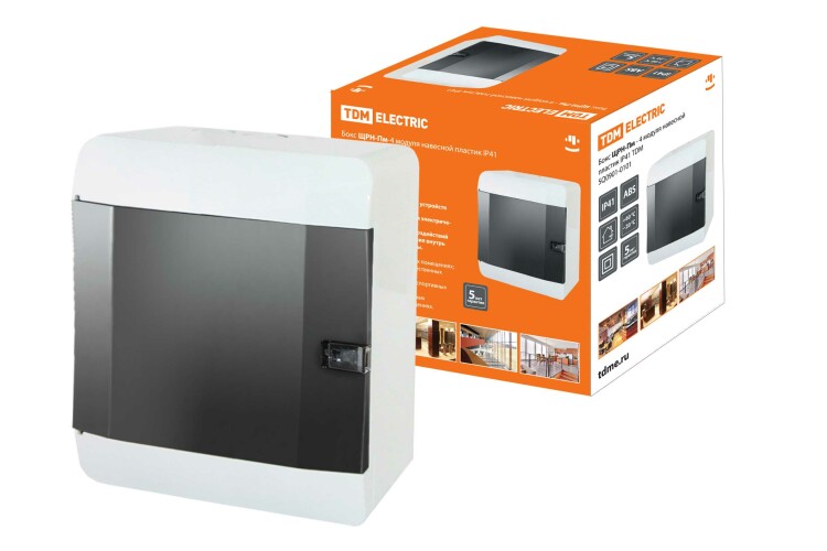 Бокс ЩРН-Пм-4 модуля навесной пластик IP41 TDM Бокс ЩРН-Пм-4 модуля навесной пластик IP41 TDM