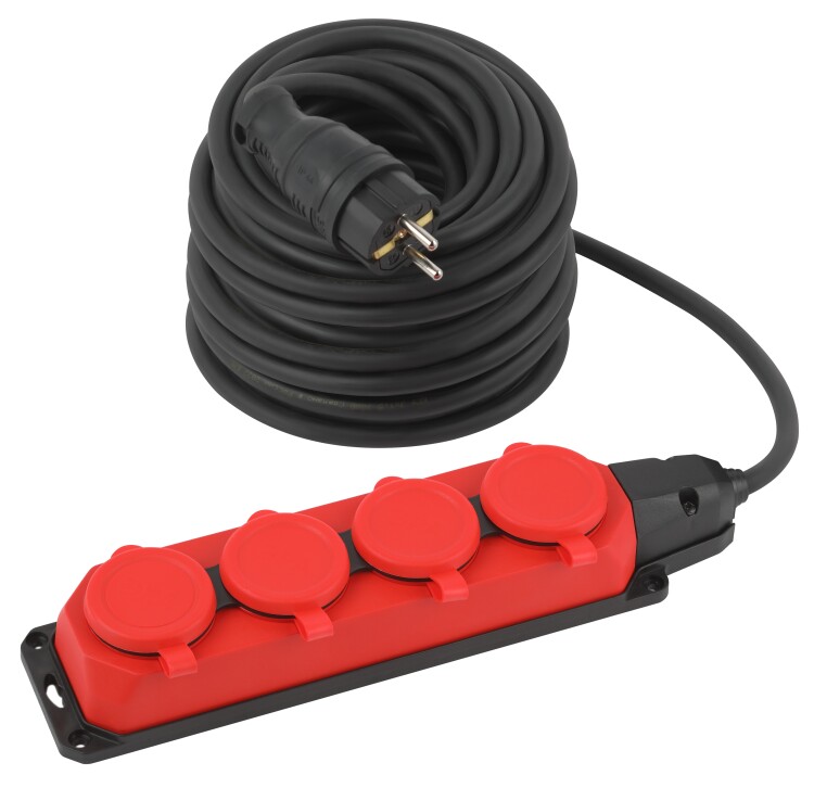 Картинка ЭРА Удлинитель силовой ЭРА UK-4e-3x1,5-30m-IP44(KG) с заземлением 4 розетки каучук 30м КГ 3х1,5мм2 IP44 (Б0057588) в интернет-магазине Форум Электро в Москве