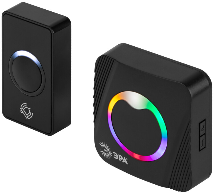 Звонок дверной ЭРА POLYCOLOR C100 беспроводной RGB подсветка чёрный 36 мелодий (Б0069996) превью в интернет-магазине электрики Форум Электро в Москве