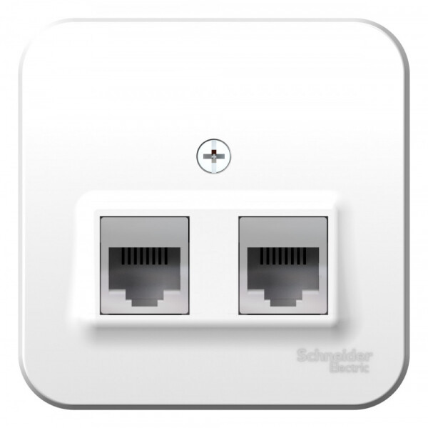 Картинка Systeme Electric Blanca наруж Бел Розетка 2-ая ТЛФ/КОМП, RJ45+RJ11, кат.5E, изолир. пластина (BLNIA045111) в интернет-магазине Форум Электро в Москве