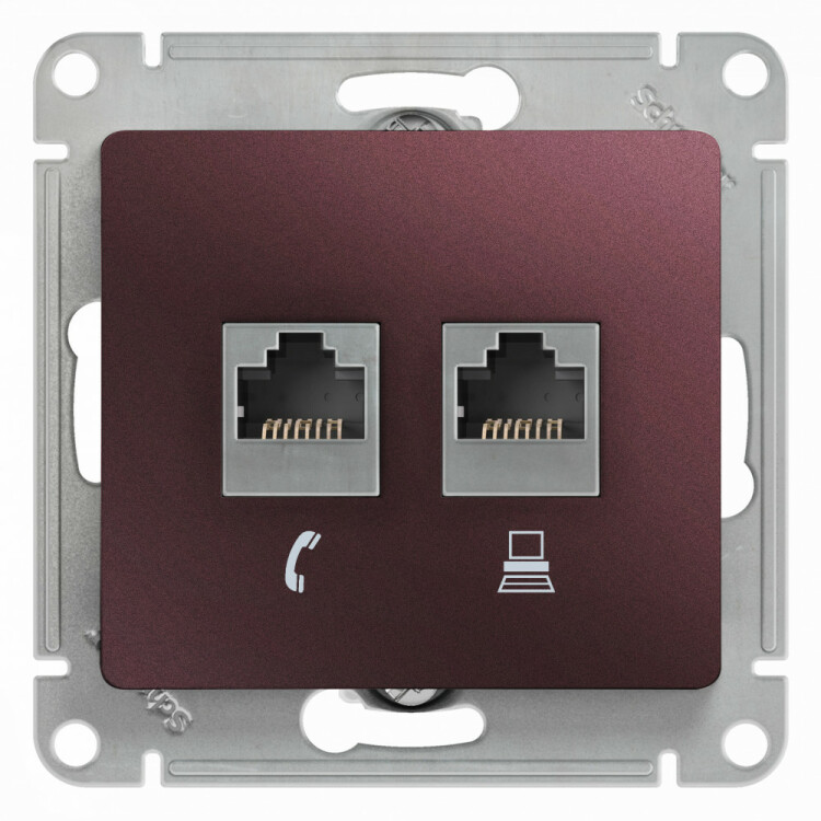 Картинка Systeme Electric Glossa Баклажановый Розетка 2-ая RJ11+RJ45, кат.5E (GSL001185) в интернет-магазине Форум Электро в Москве