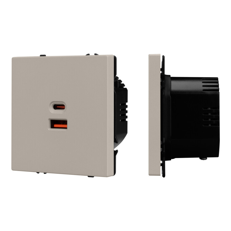 Картинка Arlight Механизм розетки с быстрой USB зарядкой SCT-NOBE-MUAC-SFPL-FC-CA (65W, QC3) (Кашемир) (059446) в интернет-магазине Форум Электро в Москве