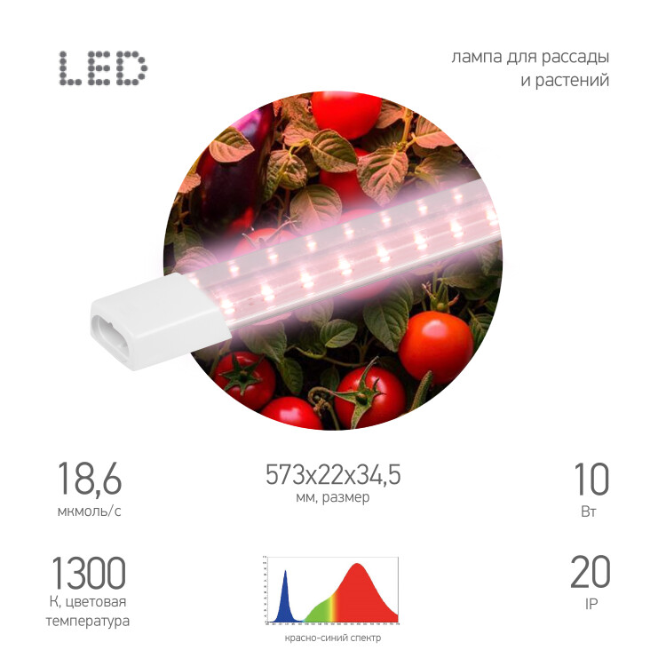 ЭРА Светильник для растений фитолампа светодиодная линейная GREEN LINE FITO-10W-Т5-PL-Slim-GR розового свечения 10 Вт (Б0066958) превью в интернет-магазине электрики Форум Электро в Москве