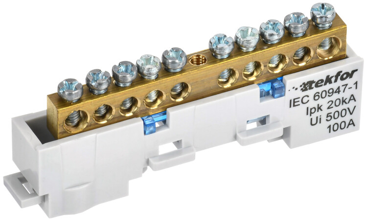 TEKFOR Шина N "ноль" неизол. на унив. держ. 6х9-10-С IEK (TF-NN10-10-DL-K07) превью в интернет-магазине электрики Форум Электро в Москве