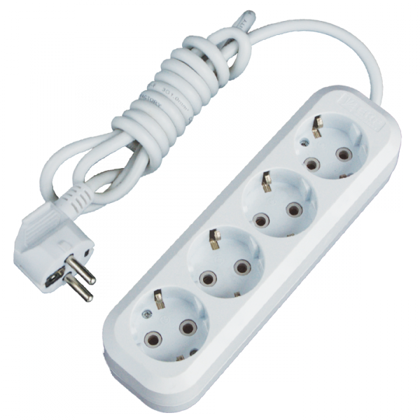 Картинка EKF PROxima Удлинитель "Эксперт" 4 гнезда 5 метра 16А/3,5кВт с заземлением ПВС 3х1 (UBA16-310-4-05) в интернет-магазине Форум Электро в Москве