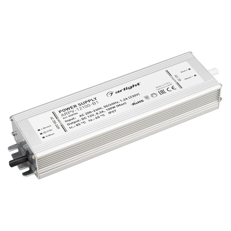 Arlight Блок питания ARPV-12100-B1 (12V, 8,3A, 100W) (IP67 Металл, 3 года) (028786) превью в интернет-магазине электрики Форум Электро в Москве
