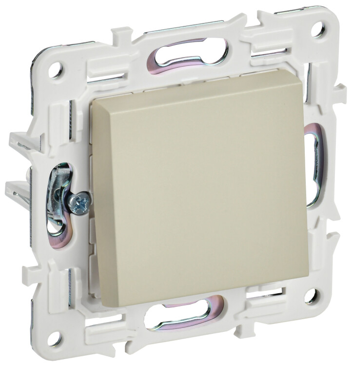Картинка IEK SKANDY Бежевый Выключатель 1-клавишный проходной 10А SK-V02B (SK-V12-0-10-K10) в интернет-магазине Форум Электро в Москве