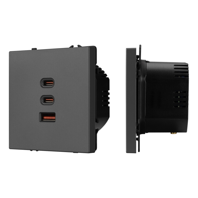 Картинка Arlight NOBE USB Розетка тип А+С+С софт-тач серый базальт SCT-MUACC-SFPL-FC-GR (65W, QC3) (-) (061837(1)) в интернет-магазине Форум Электро в Москве