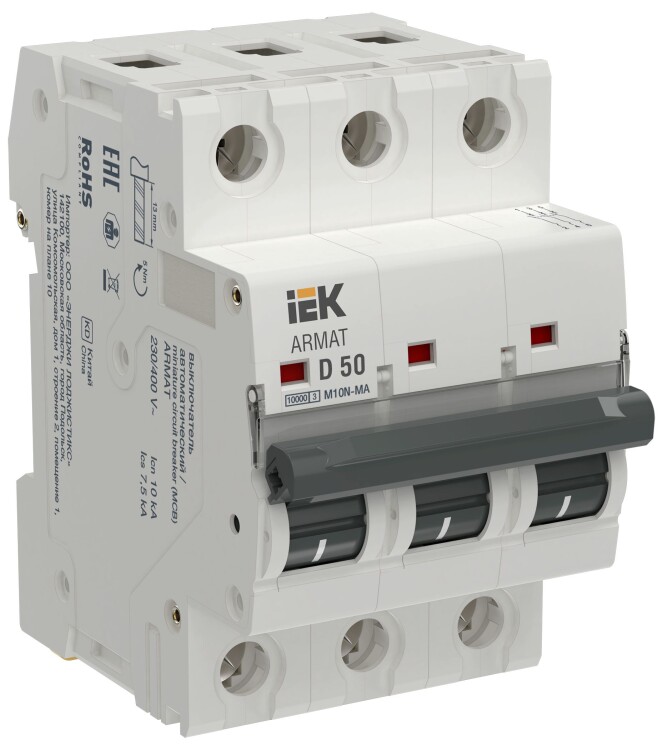 ARMAT Авт. выкл. без тепл. расц. M10N-MA 3P D 50А IEK (AR-M10N-MA-3-D050) превью в интернет-магазине электрики Форум Электро в Москве