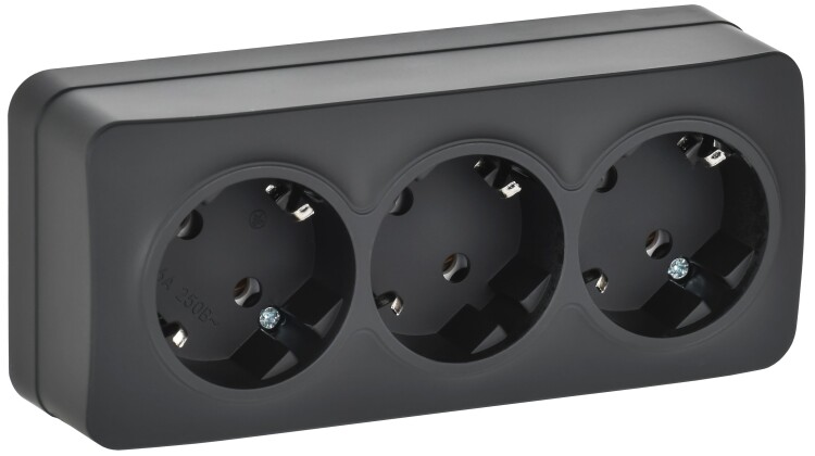 Картинка IEK GLORY Роз. 3-я с з/к без з/ш о/у 16А РС23-3-ХЧм черн. м. (ERH31-K02M-16) в интернет-магазине Форум Электро в Москве