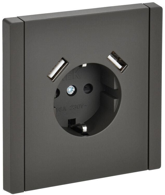 Фотография IEK FORTE&PIANO Серый Розетка с/з со шт винтовое крепление 16А USB A+A 3,1А FP345 (FP-R14-16-U21-D31-K03) в интернет-магазине Форум Электро в Москве Картинка IEK FORTE&PIANO Серый Розетка с/з со шт винтовое крепление 16А USB A+A 3,1А FP345 (FP-R14-16-U21-D31-K03) в интернет-магазине Форум Электро в Москве