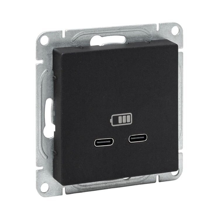 Картинка EKF Механизм розетки USB-C - 2шт, чёрный Эпика (UP1-SOB-2USBC) в интернет-магазине Форум Электро в Москве