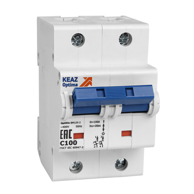 КЭАЗ Выключатель автоматический модульный OptiDin BM125-2C80-8In-ОМ4-РЕГ (233924) превью в интернет-магазине электрики Форум Электро в Москве
