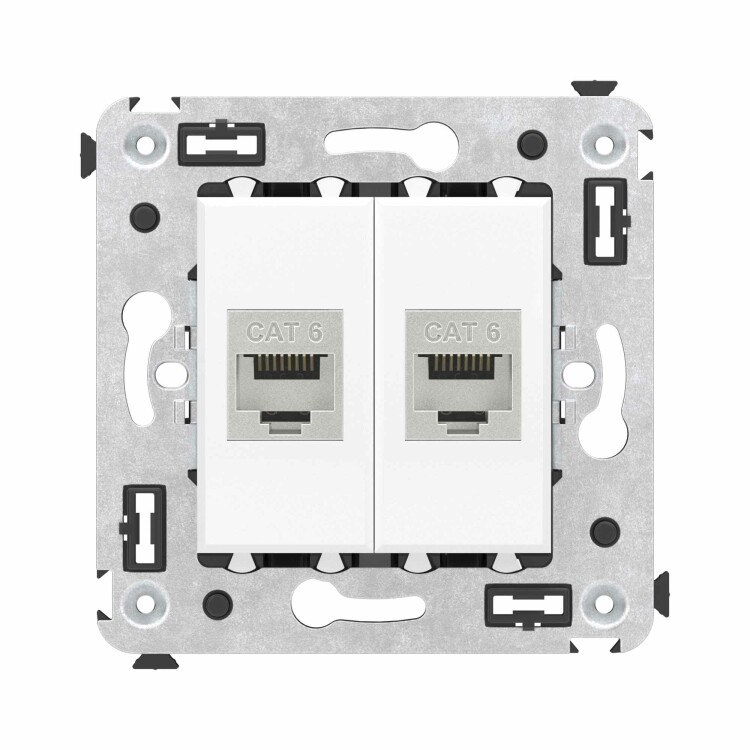 Картинка Компьютерная розетка RJ-45 без шторки в стену, кат.6 двойная экранированная, "Avanti", "Белое облако" (4400794) в интернет-магазине Форум Электро в Москве