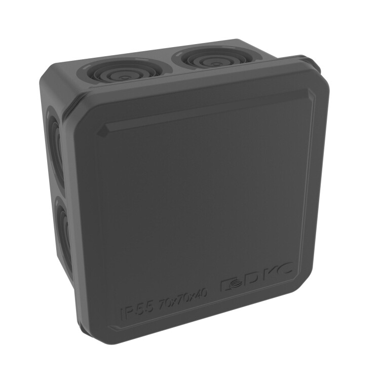 DKC Коробка ответвительная с 8+2 кабельными вводами д.20/20мм, IP55, 70х70х40мм, черный (53770B) превью в интернет-магазине электрики Форум Электро в Москве
