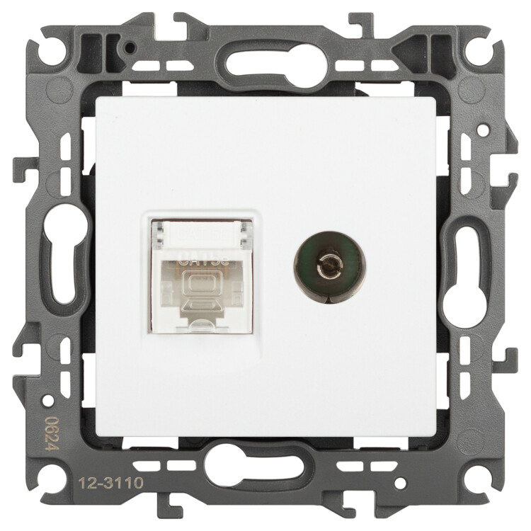 ЭРА Розетка Серия 12 12-3110-01М комбинированная RJ45+TV, белый матовый (Б0065691) превью в интернет-магазине электрики Форум Электро в Москве