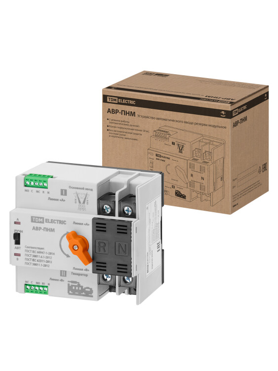 TDM Устройство автоматического ввода резерва модульное АВР-ПНM 2P 25А 230В на DIN-рейку (SQ0743-0092) превью в интернет-магазине электрики Форум Электро в Москве