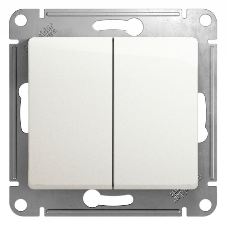 Картинка Systeme Electric Glossa Перламутр Выключатель 2-клавишный, сх.5, 10АХ (GSL000651) в интернет-магазине Форум Электро в Москве