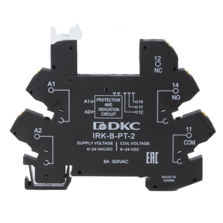DKC Колодка ультратонкая для реле серии RIS, вх. напр. 6-24V AC/DC, push-in клеммы (IRK-B-PT-2) превью в интернет-магазине электрики Форум Электро в Москве