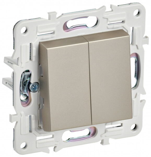 Картинка IEK SKANDY Шампань Выключатель 2-клавишный перекрестный 10А SK-V06Sh (SK-V23-0-10-K37) в интернет-магазине Форум Электро в Москве
