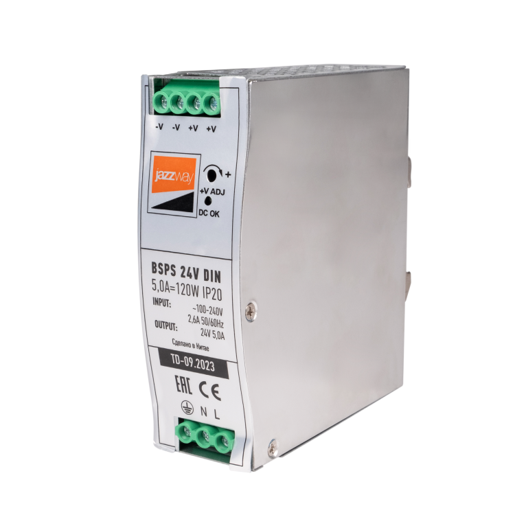 Jazzway BSPS DIN 24V 5.0A=120w IP20 AL 3г.гар (.5050020) превью в интернет-магазине электрики Форум Электро в Москве