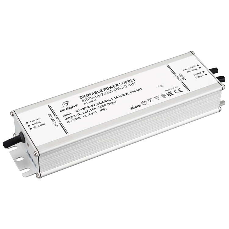 Arlight Блок питания ARPV-UH24240-PFC-0-10V (24V, 10.0A, 240W) (IP67 Металл, 7 лет) (024143) превью в интернет-магазине электрики Форум Электро в Москве Arlight Блок питания ARPV-UH24240-PFC-0-10V (24V, 10.0A, 240W) (IP67 Металл, 7 лет) (024143) превью в интернет-магазине электрики Форум Электро в Москве