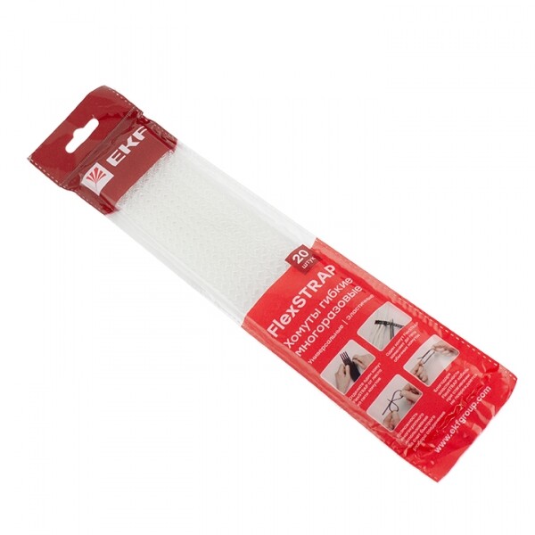 EKF Хомут гибкий (20 шт.) белый FlexSTRAP (plc-fs-wr) превью в интернет-магазине электрики Форум Электро в Москве